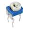 Small blue potentiometer with three metal pins and white adjustment wheel marked '103'.