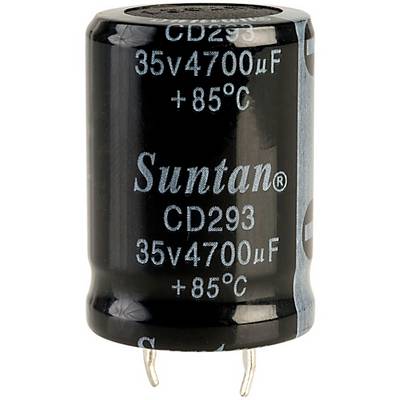 An electrolytic capacitor marked '35V 4700µF +85°C'.