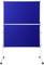 Blue pinboard with white frame on castors, ready for use in presentations or for notes and information.