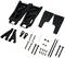 Spare parts for a model car, including arms, plates, screws and rods, arranged on a white background.