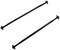 Two parallel metal rods with spherical ends that can serve as connecting elements in technical applications.