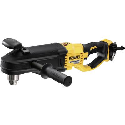 Yellow and black electric power tool, with a long handle and chuck. Marked 'DEWALT'. A tool for professional drilling.