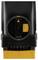 A black device with a yellow switch in the centre. An arrow points to a scale with the numbers 1 and 2.