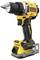 A yellow and black cordless drill driver with an ergonomic handle.