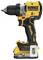 Cordless DeWalt 18V Drill Driver with Brushless Motor. Yellow and black design, compact, with robust handle and quick-change chuck.