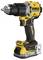 DEWALT cordless drill with model specification and battery, in yellow and black design, against a white background.