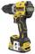 A yellow and black cordless drill with a brushless motor and 18V power, displaying the 'DeWalt' brand on the side.