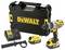 Cordless Drill Driver Set: Includes a cordless drill driver, a charger, two batteries, a handle, and a tool case.