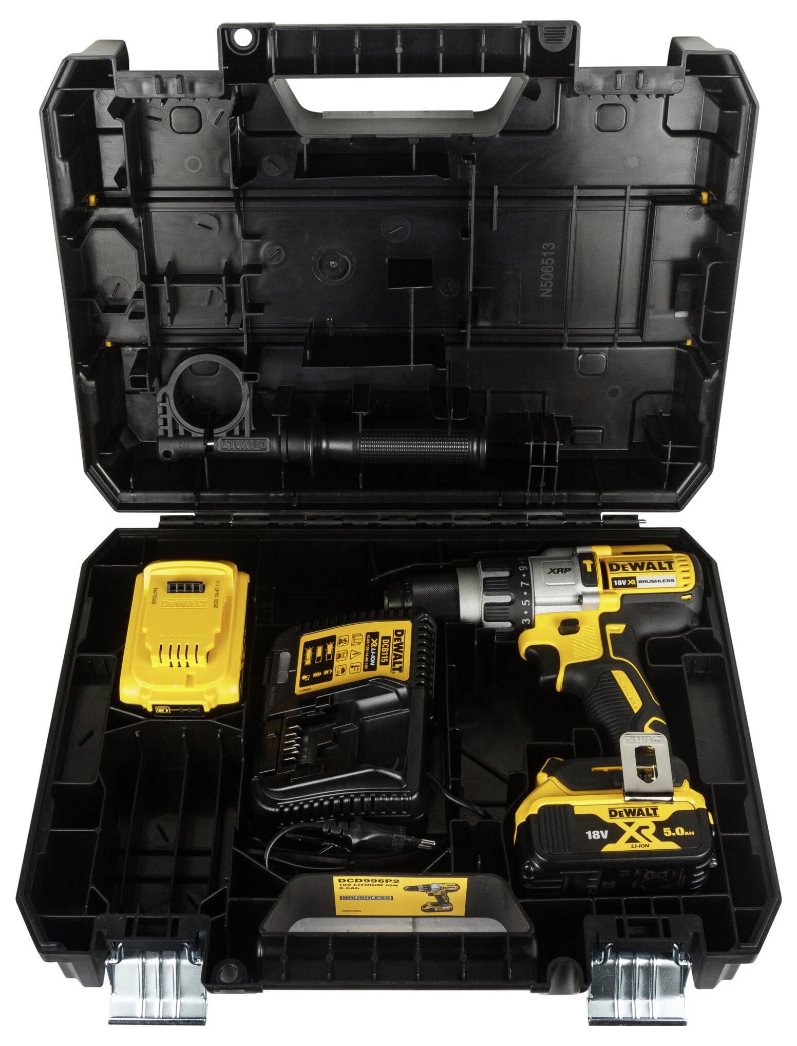 A yellow cordless drill in a black hard-shell case with charger and battery, suitable for home and DIY tasks.