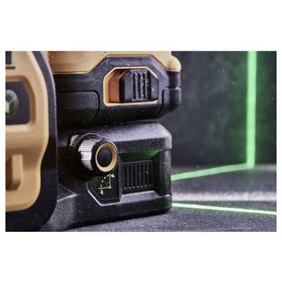 Close-up of a device with an adjustment knob and green laser line projector, enabling precise alignment work.