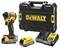 A yellow, cordless DeWalt impact driver with battery, charger, and carry case. Perfect for construction and DIY projects.