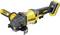 Battery-powered angle grinder in yellow and black, with 'DEWALT' logo. Suitable for grinding and cutting work.