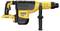 A yellow and black DeWalt electric tool drill hammer with a long handle displays the manufacturer's logo and model identification.