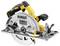 Battery-powered circular saw with a yellow and black handle, silver blade, and 'DeWalt' logo.