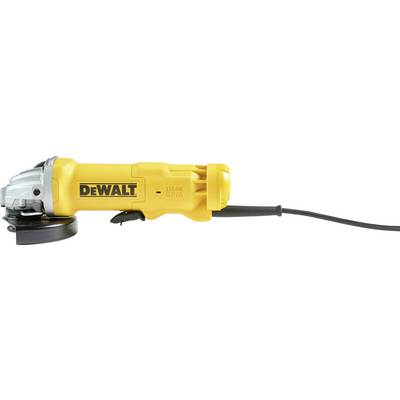 A yellow DeWalt angle grinder with a black cable. A tool for grinding or cutting materials.
