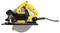 Yellow and black circular saw with a side handle, suitable for construction or DIY work.