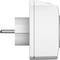 White socket in side view, showing the European plug with two round pins. Minimalist design.