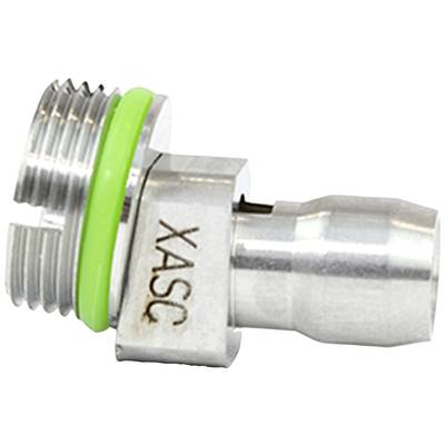 Metal connector with green seal and the engraving 'XASC'. Suitable for pneumatic or hydraulic systems.