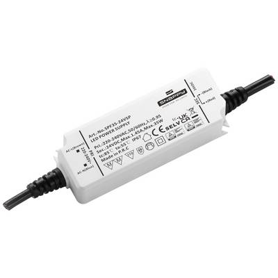 Power supply for LED lighting with technical details and safety markings on the top surface.