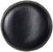 Black, round, padded stool viewed from above. Smooth, glossy surface.