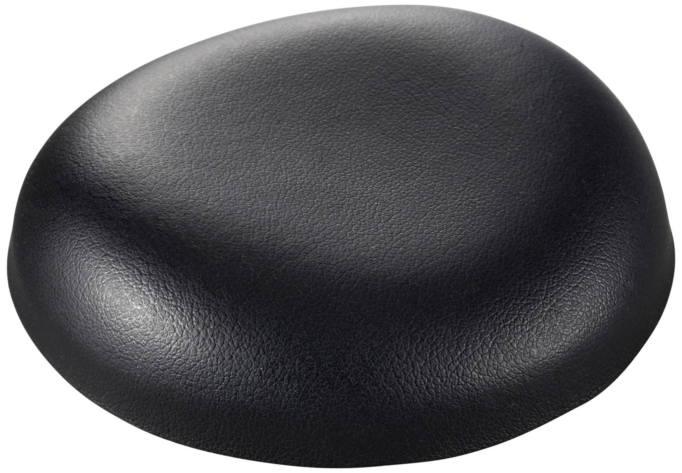 A black, oval padded seat cushion.