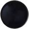 A round, black plate with no decoration or text.