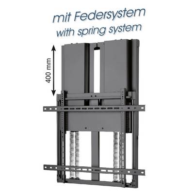 'Image of a mounting bracket with a spring system that allows for 400 mm of vertical adjustment.'