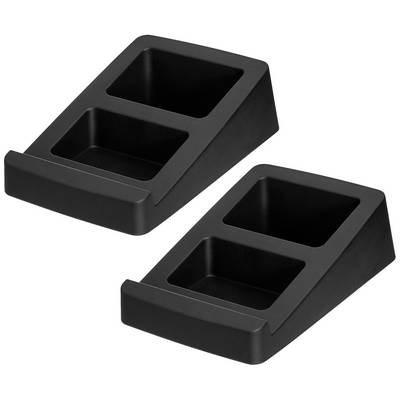 Two black, rectangular plastic containers with an angled design, each with two compartments. They are positioned side by side.