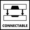 Two rectangular shapes with arrows pointing inwards. Below it is the word 'CONNECTABLE'. Symbol for connection capability.