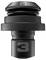 A black, metallic 3D object in the shape of a component with the number '3' on it. It has several layered sections.