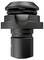 A black metal valve with a round head and cylindrical base, suitable for hydraulic or pneumatic applications.