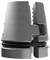 A metallic, cone-shaped mechanical component with a serrated edge and rubber seal. Potentially part of a larger device.