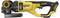 Yellow battery-powered angle grinder with a black handle, with the brand name 'DeWALT' visible on the casing.