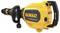 A yellow Dewalt demolition hammer with an ergonomic handle and switch, suitable for heavy-duty demolition work.