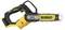 Cordless chainsaw by DEWALT, model with 8-inch guide bar length, ergonomic handle, and yellow colour scheme.
