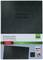 A black menu folder with the inscription 'Food & Drinks' and a rubber binding, ideal for presenting menus.