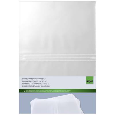 'Double transparent document sleeves. Contains 10 pieces. Suitable for folders and document protection. Brand: Sigel.'