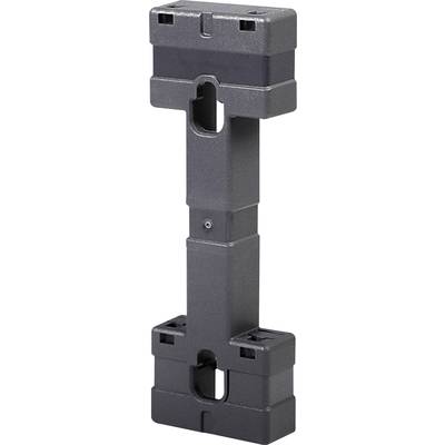 A long, black plastic U-profile beam with holes and notches, likely for industrial or technical applications.