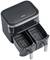Air fryer in black with two frying baskets, digital display and handles, ideal for low-fat frying of various dishes.
