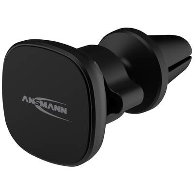 A black mobile phone holder by Ansmann for mounting on air vents. Ideal for securely positioning a smartphone.