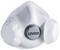 Protective face mask with valve and 'uvex' print, front view. The mask provides respiratory protection and is ergonomically shaped.