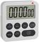 A digital kitchen timer with a large display shows '00h 00m 00s'. Beneath it are buttons for hour, minute, second, and other settings.