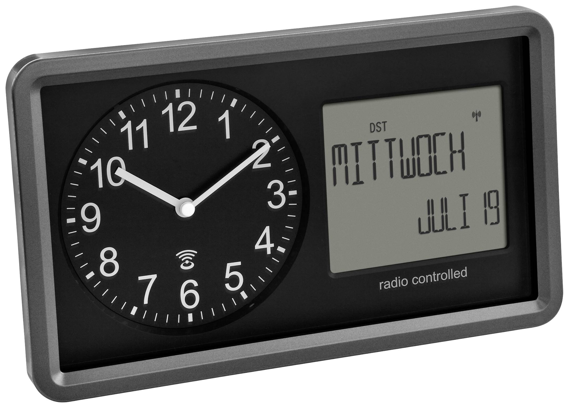 TFA Dostmann 60.3552.01 Radio Radio clock 254 mm x 44 mm x 152 mm Black