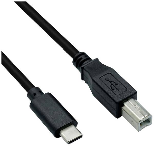 Roline USB cable USB 2.0 USB-C® plug, USB-B plug 1.80 m Black Shielded 11.02.8336