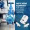 'WPS 3000 Compact for Complete Peace of Mind'. Image of a blue industrial valve and a white electrical plug.