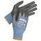 Two work gloves, blue with a black coating, display the 'uvex' logo on the back of the hand. They provide protection and comfort.