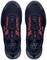 Black safety shoes with red details and UVEX logo, viewed from above. Contain recycled materials.
