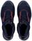 Black work shoes with red accents and laces, viewed from above. Suitable for workplace protection.