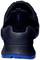 Black sports trainer viewed from behind, with blue sole and details.