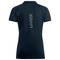 Black polo shirt from behind with 'uvex' logo vertically positioned on the back.